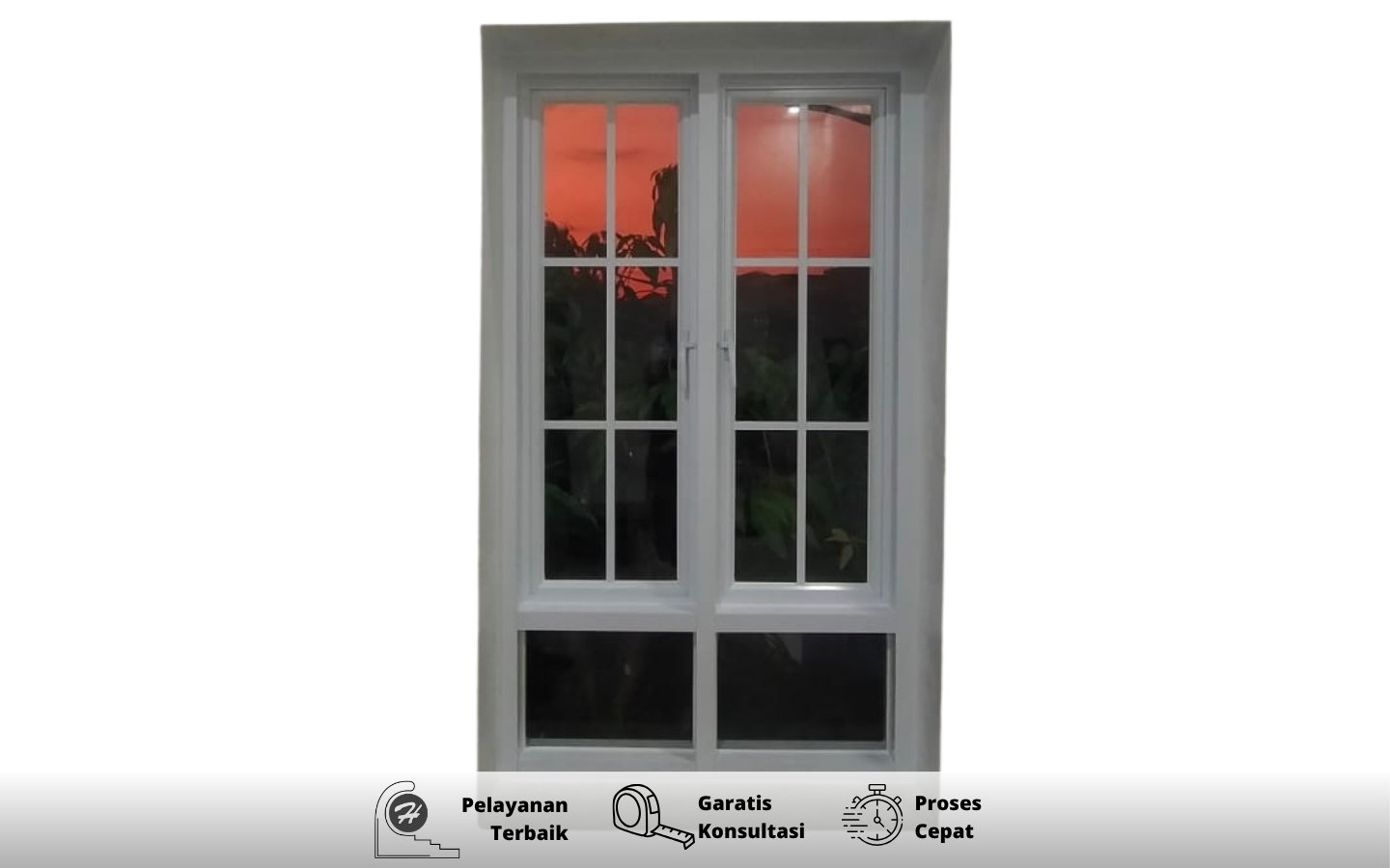 Jendela Aluminium Putih Desain Grid Minimalis